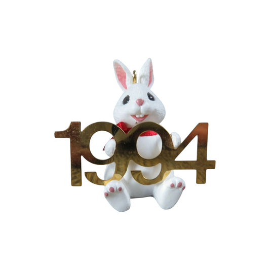 1994 Rabbit with Brass 1994 Hallmark Ornament (Fabulous Decade) QX5263 Image1