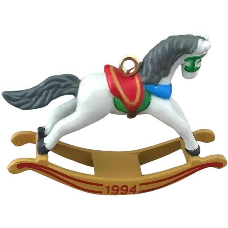 1994 White - Tan Rockers Hallmark Ornament (Miniature Rocking Horse) QXM5116