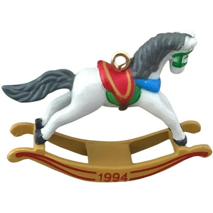 1994 White - Tan Rockers Hallmark Ornament (Miniature Rocking Horse) QXM5116