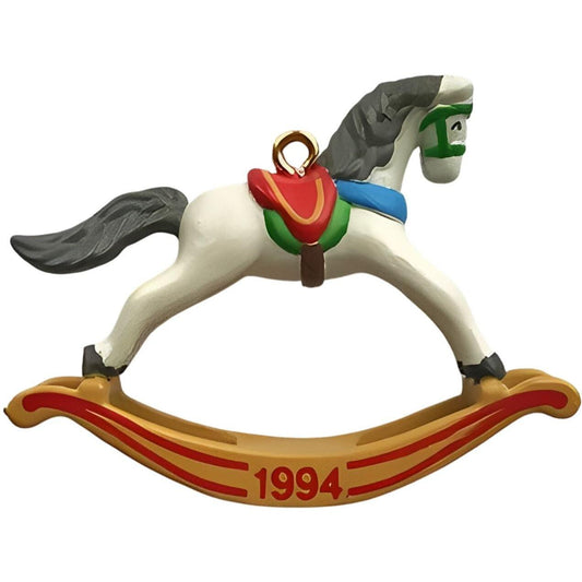 1994 White - Tan Rockers Hallmark Ornament (Miniature Rocking Horse) QXM5116