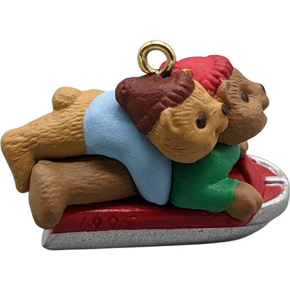 1995 Downhill Double Hallmark Ornament (Teddy Bear) QXM4837
