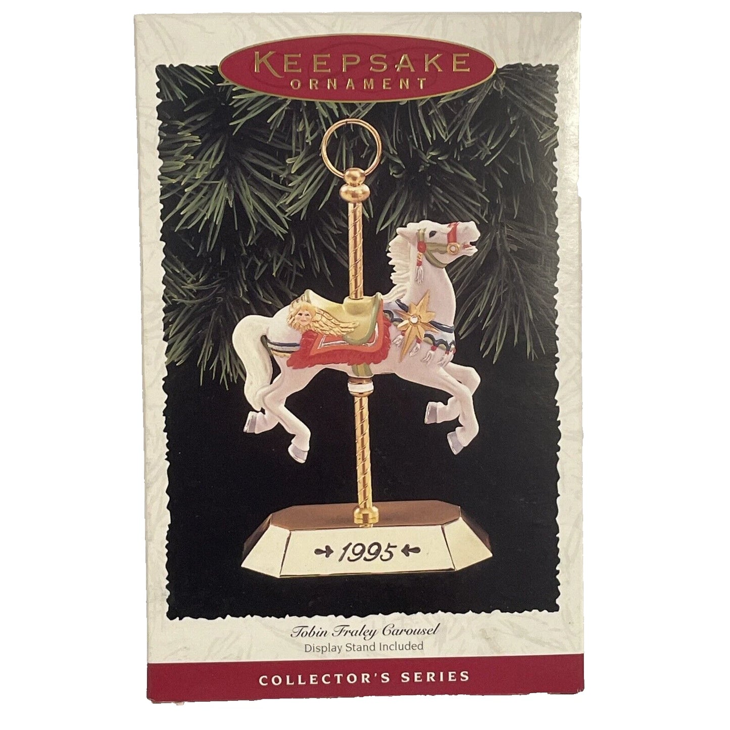 1995 White Hallmark Ornament (Tobin Fraley Carousel Horse) QX5069