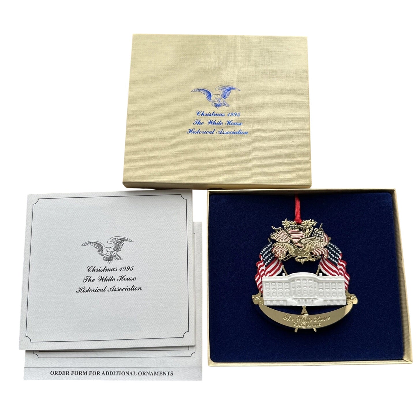 1995 White House South Portico Collectible Ornament - Stunning Gold Metal Design