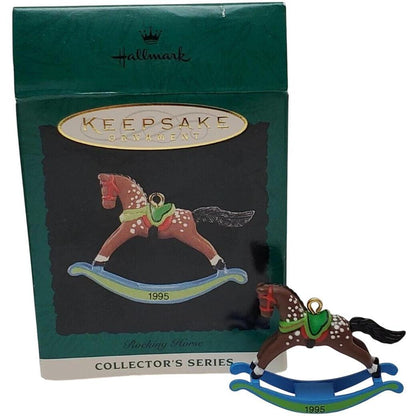 1995 Brown Spotted - Green Rocker Hallmark Ornament (Miniature Rocking Horse) QXM4827