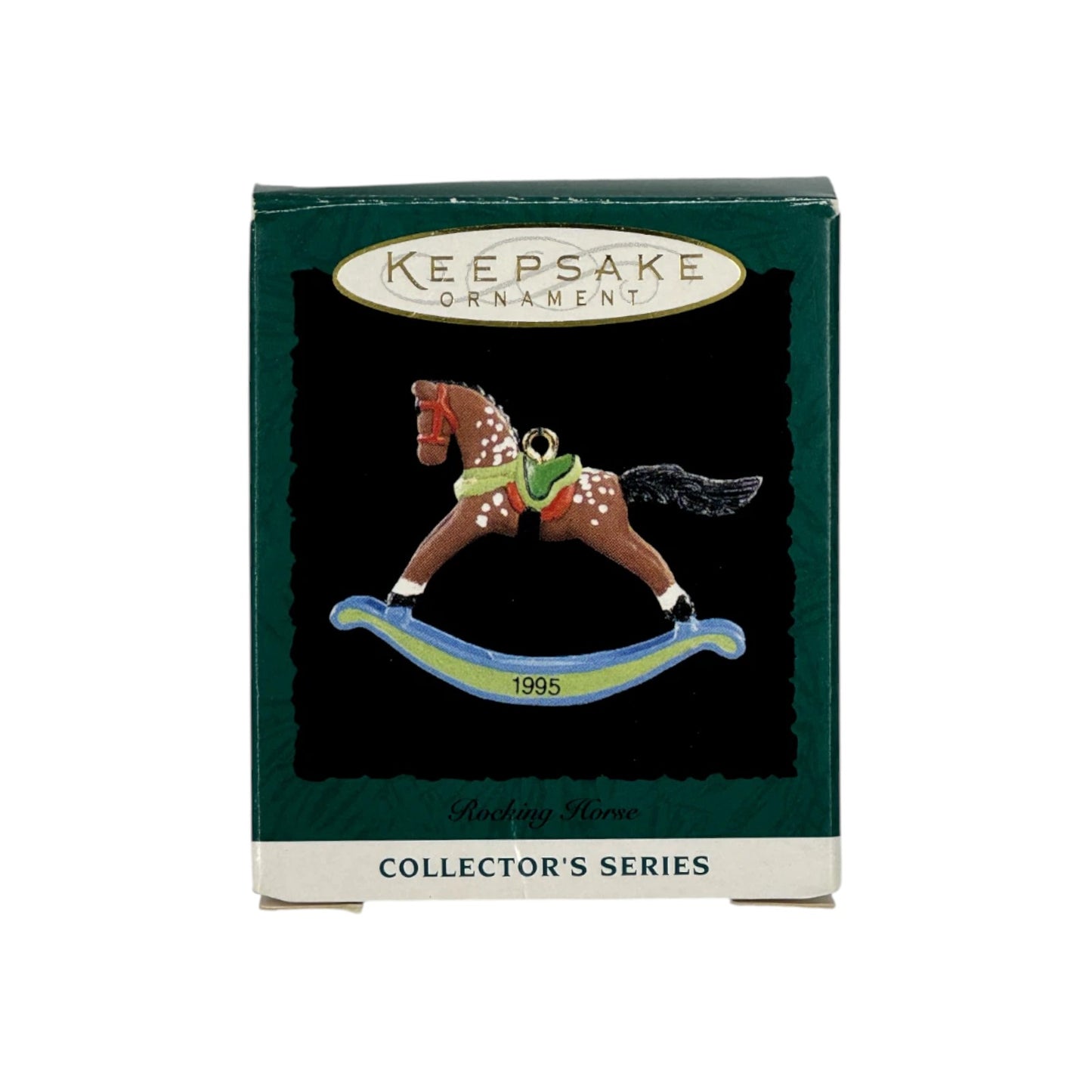 1995 Brown Spotted - Green Rocker Hallmark Ornament (Miniature Rocking Horse) QXM4827 Image2