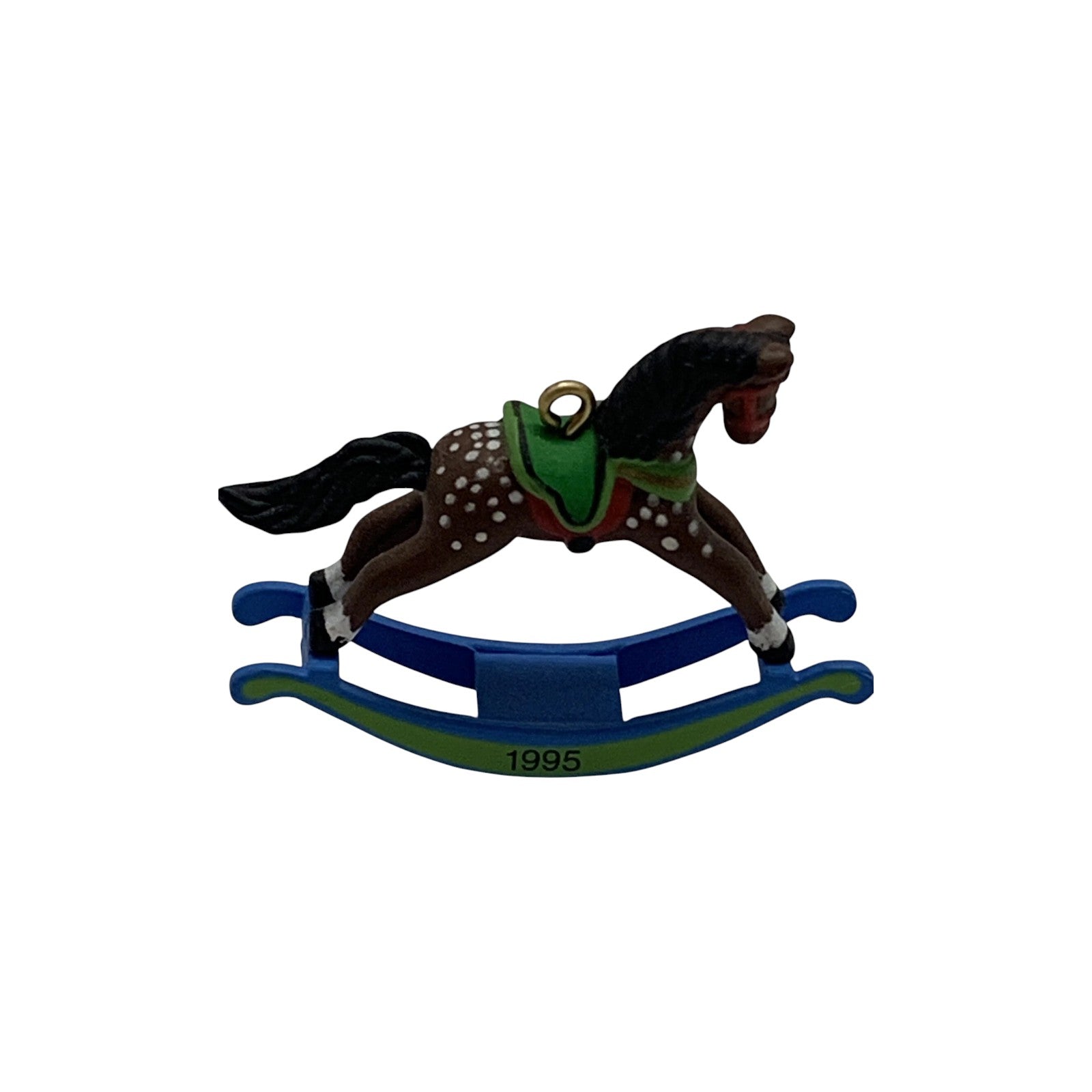 1995 Brown Spotted - Green Rocker Hallmark Ornament (Miniature Rocking Horse) QXM4827 Image5