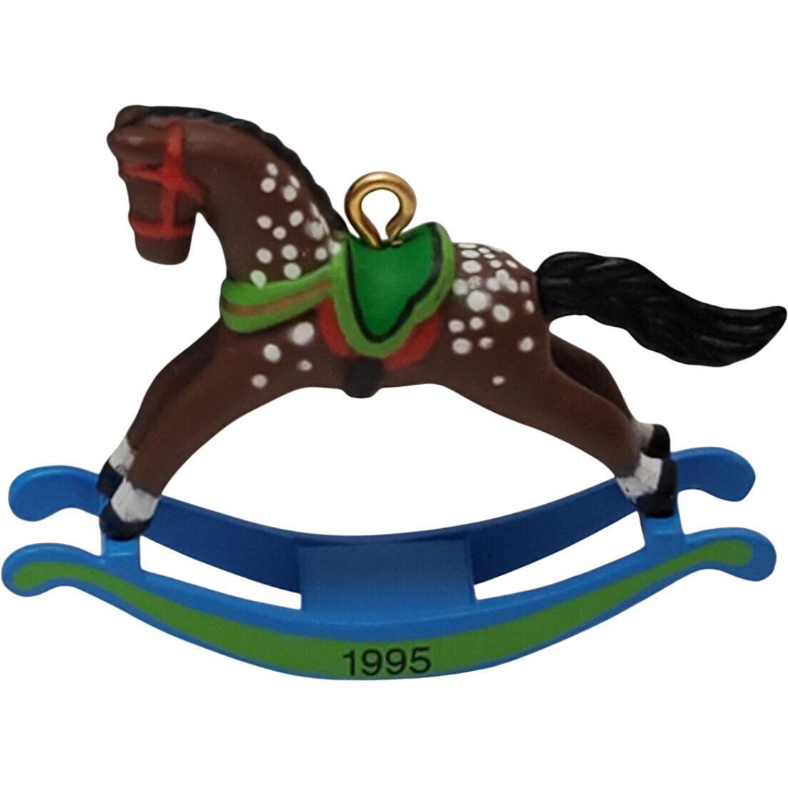 1995 Brown Spotted - Green Rocker Hallmark Ornament (Miniature Rocking Horse) QXM4827