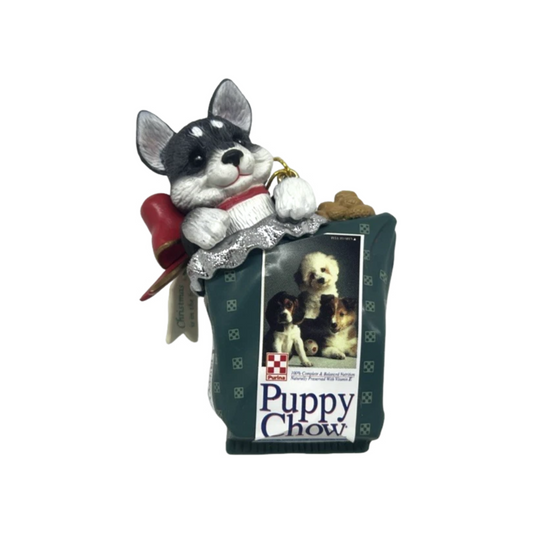 1995 Christmas is in the Bag Enesco Ornament (Puppy Chow) 139645 Image1
