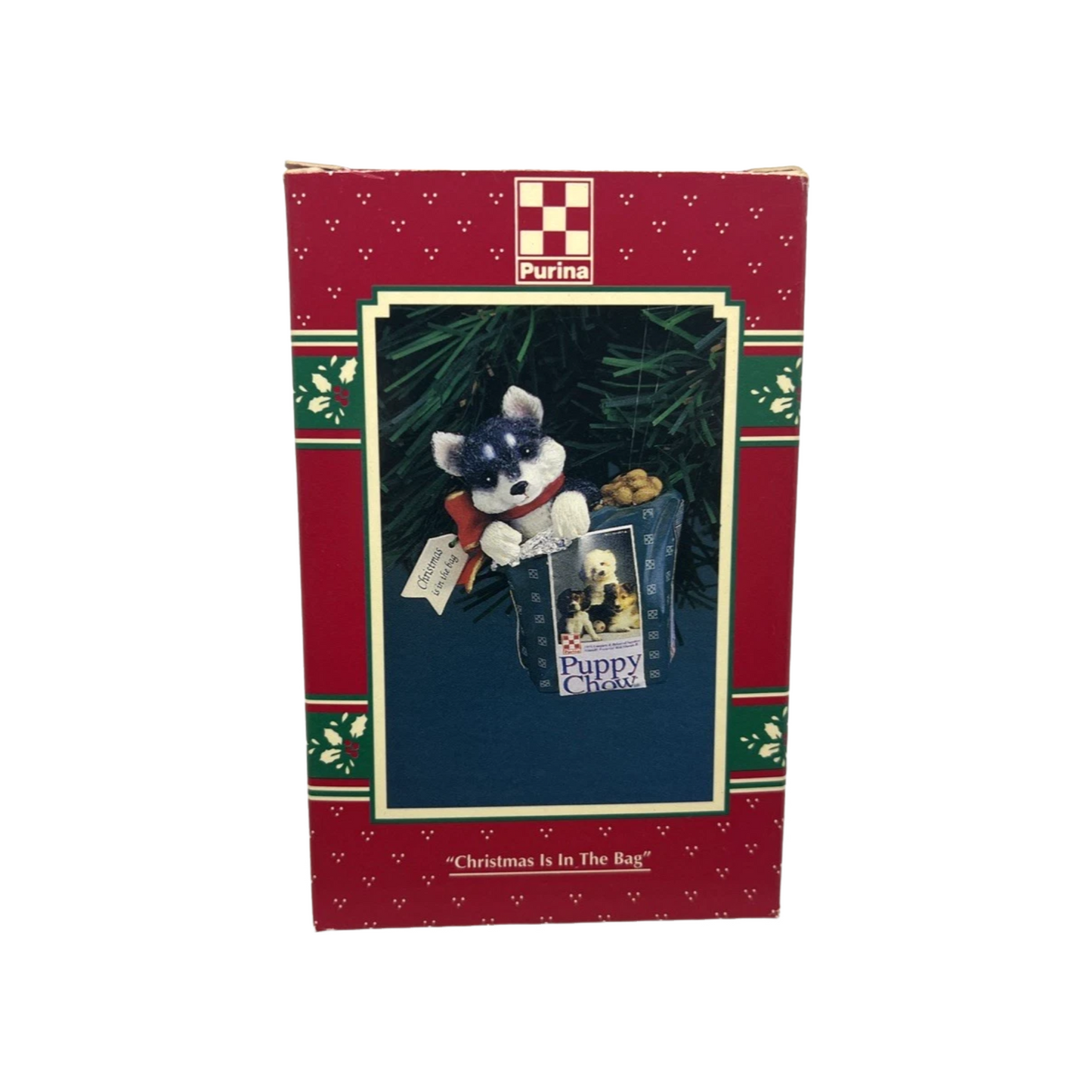 1995 Christmas is in the Bag Enesco Ornament (Puppy Chow) 139645 Image2