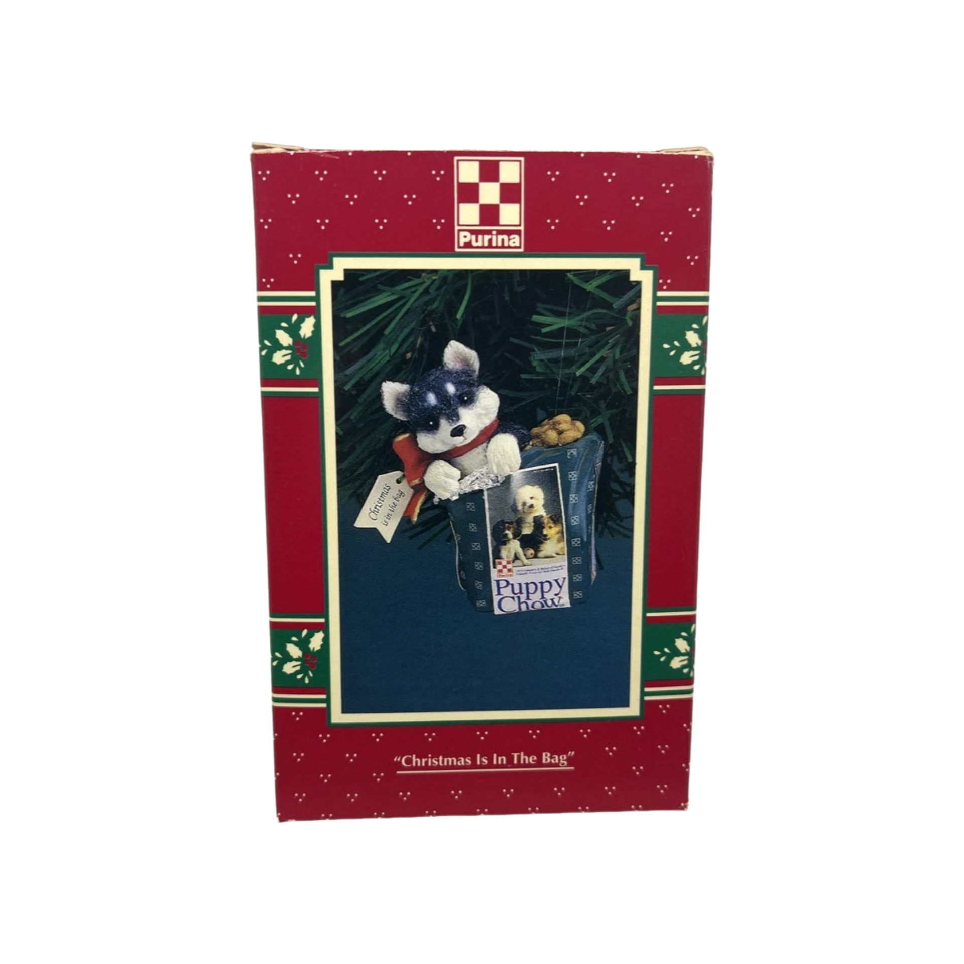 1995 Christmas is in the Bag Enesco Ornament (Puppy Chow) 139645 Image2