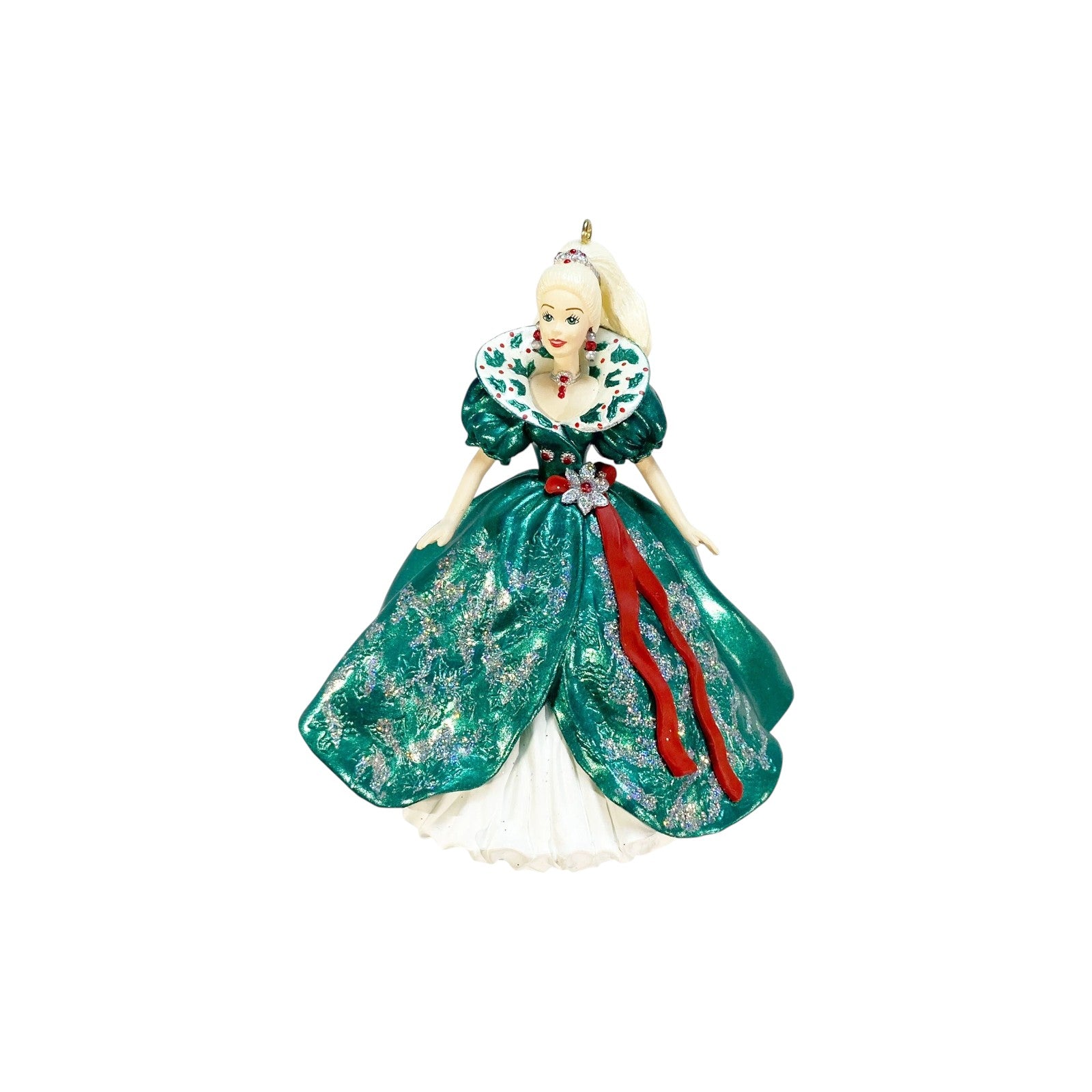 1995 Green/White Hallmark Ornament (Holiday Barbie) QXI5057 Image1