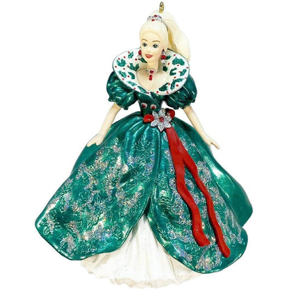 1995 Green/White Hallmark Ornament (Holiday Barbie) QXI5057