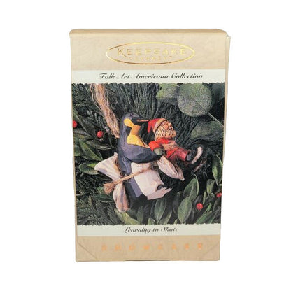 1995 Learning to Skate Hallmark Ornament (Folk Art Americana) QK1047