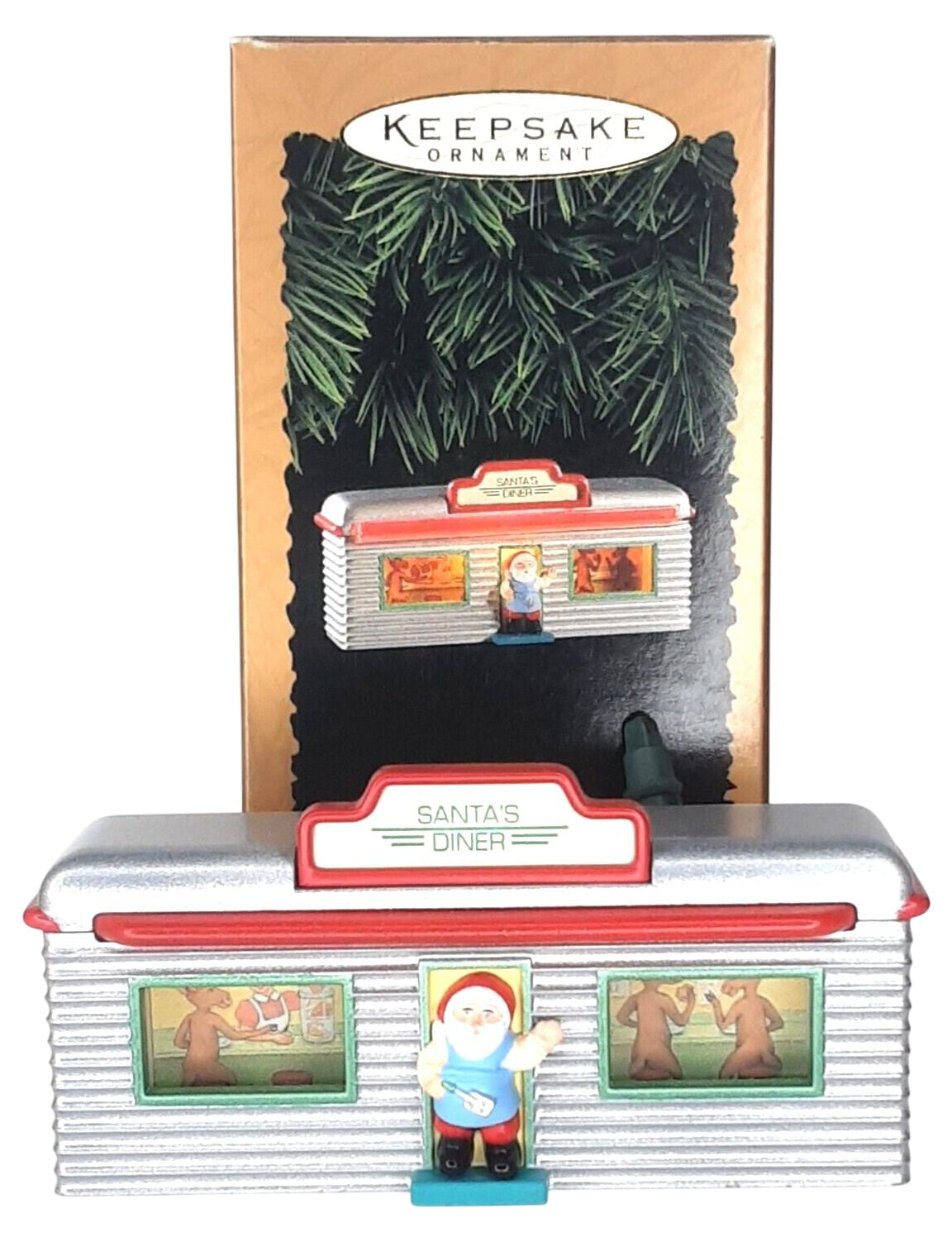 1995 Santa's Diner Hallmark Ornament (Magic Lighted Building) QLX7337