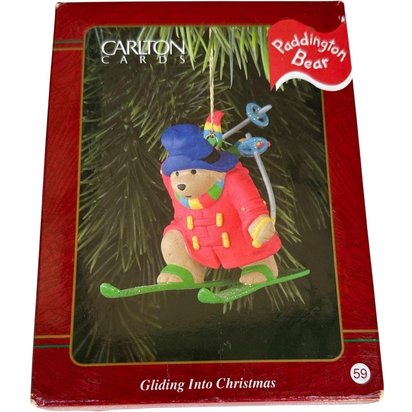 1996 Vintage Gliding Into Christmas - Paddington Bear Carlton Cards Ornaments (Teddy Bear) CXOR-089T