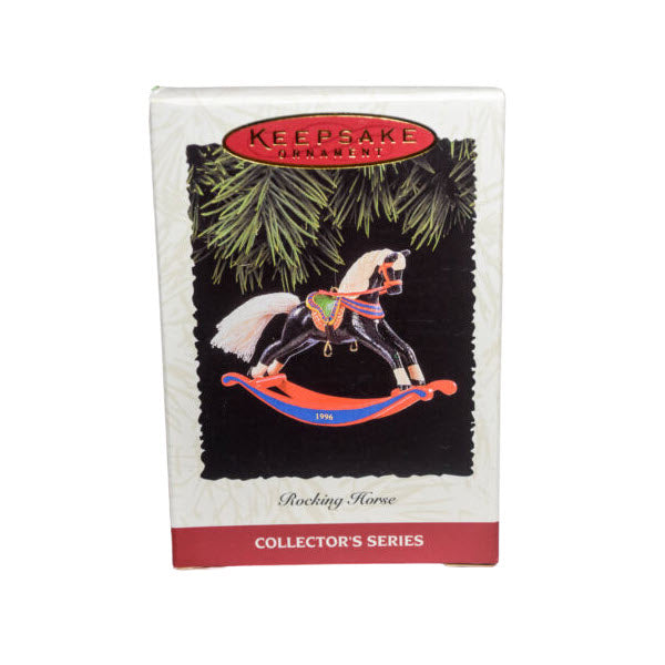 1996 Black - White Mane and Tail Hallmark Ornament (Rocking Horse) QX5674