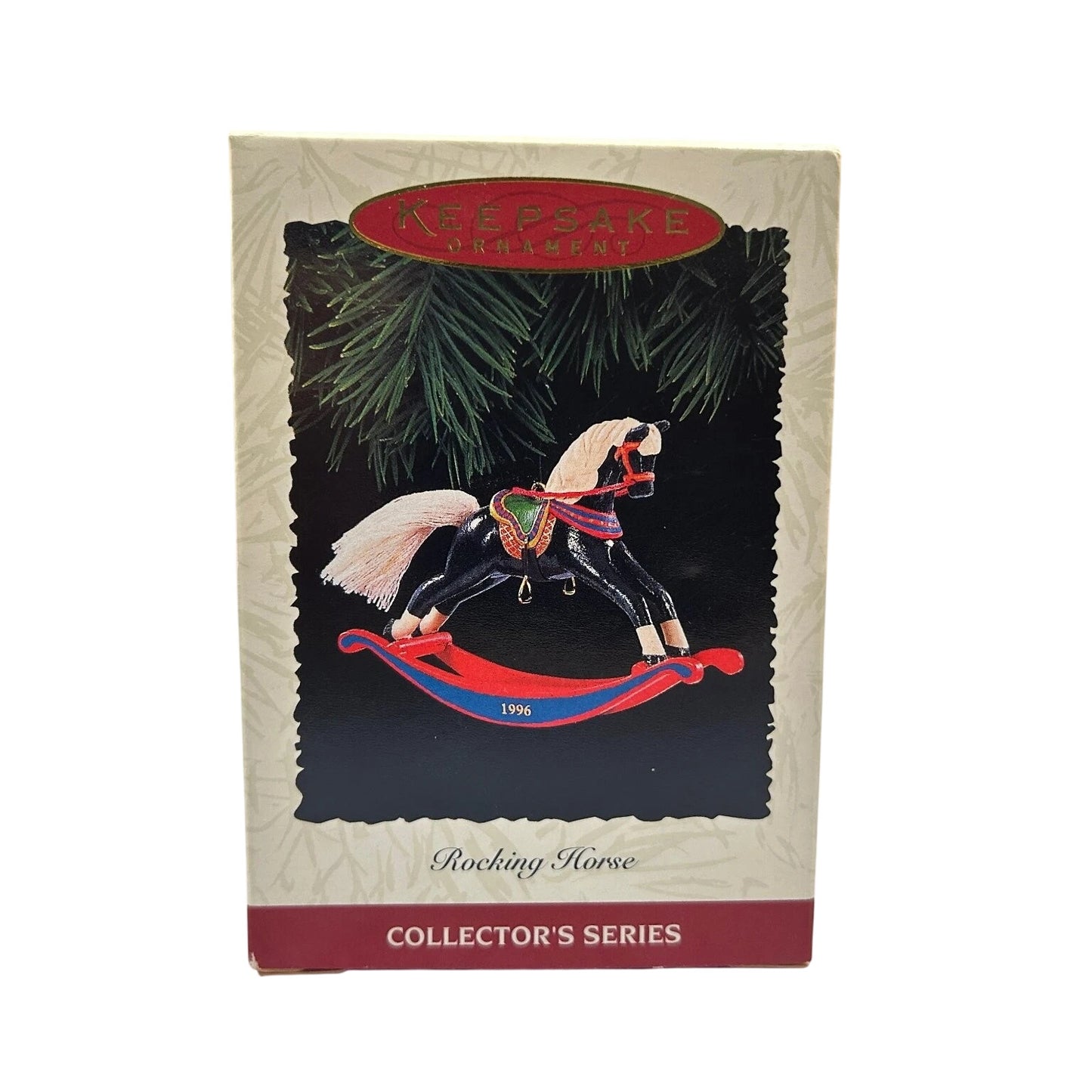 1996 Black - White Mane and Tail Hallmark Ornament (Rocking Horse) QX5674 Image2