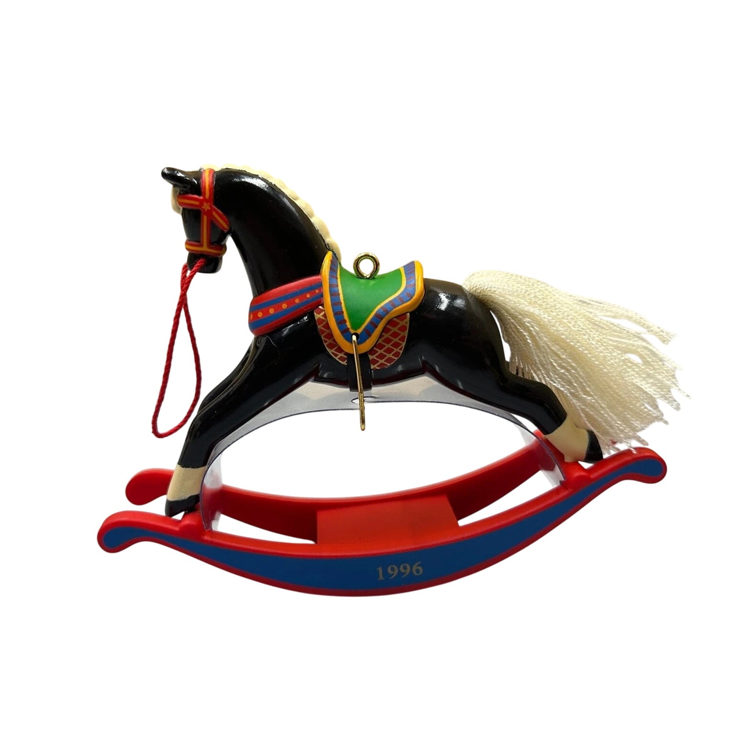1996 Black - White Mane and Tail Hallmark Ornament (Rocking Horse) QX5674 Image3