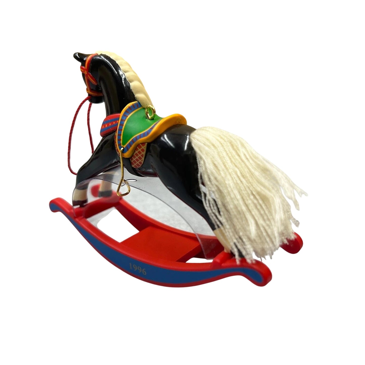1996 Black - White Mane and Tail Hallmark Ornament (Rocking Horse) QX5674 Image4