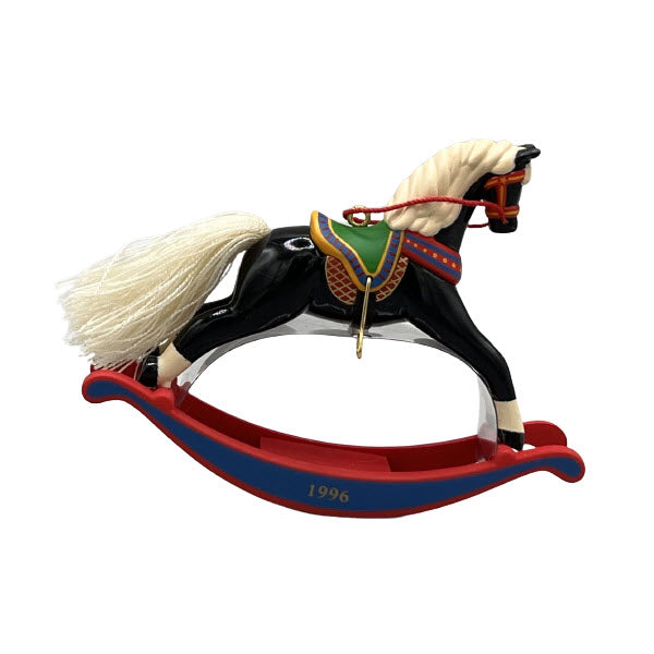 1996 Black - White Mane and Tail Hallmark Ornament (Rocking Horse) QX5674