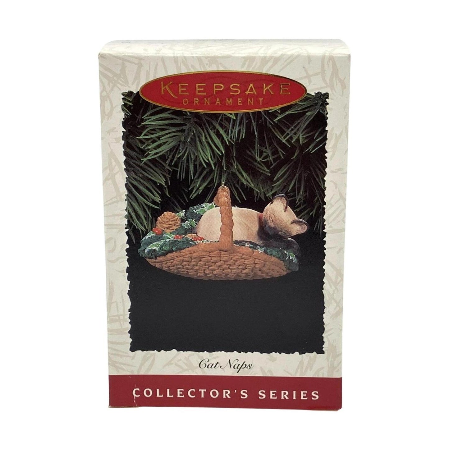 1996 Cat in a Basket Hallmark Ornament (Cat Naps) QX5641 Image2
