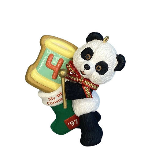 1996 Child's Fourth Christmas Hallmark Ornament (Panda) QX6512
