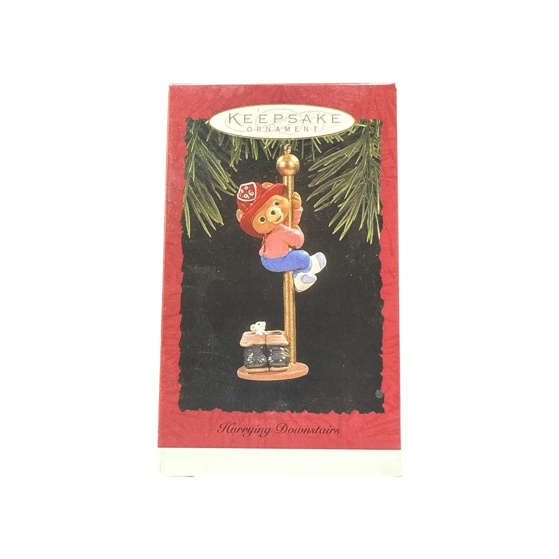 1996 Hurrying Downstairs Hallmark Ornament (Firefighter) QX6074 Image2