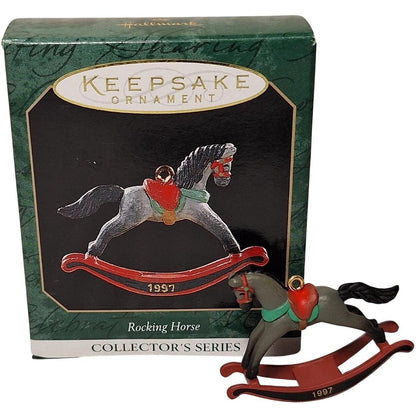 1997 Grey with Black Mane and Tail Hallmark Ornament (Miniature Rocking Horse) QXM4302