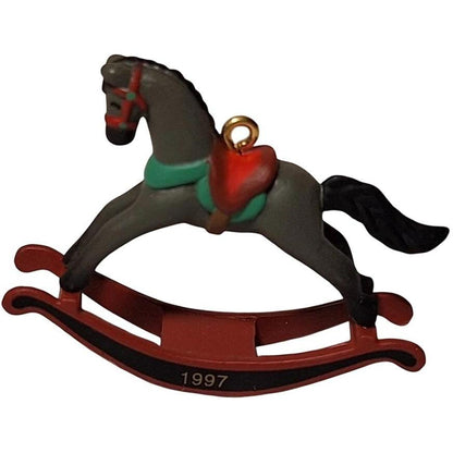 1997 Grey with Black Mane and Tail Hallmark Ornament (Miniature Rocking Horse) QXM4302
