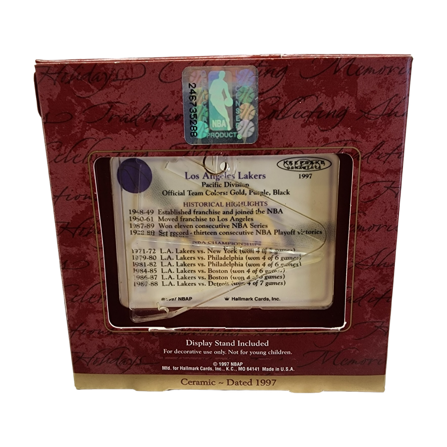 1997 Los Angeles Lakers Hallmark Ornament (Basketball) QSR1262