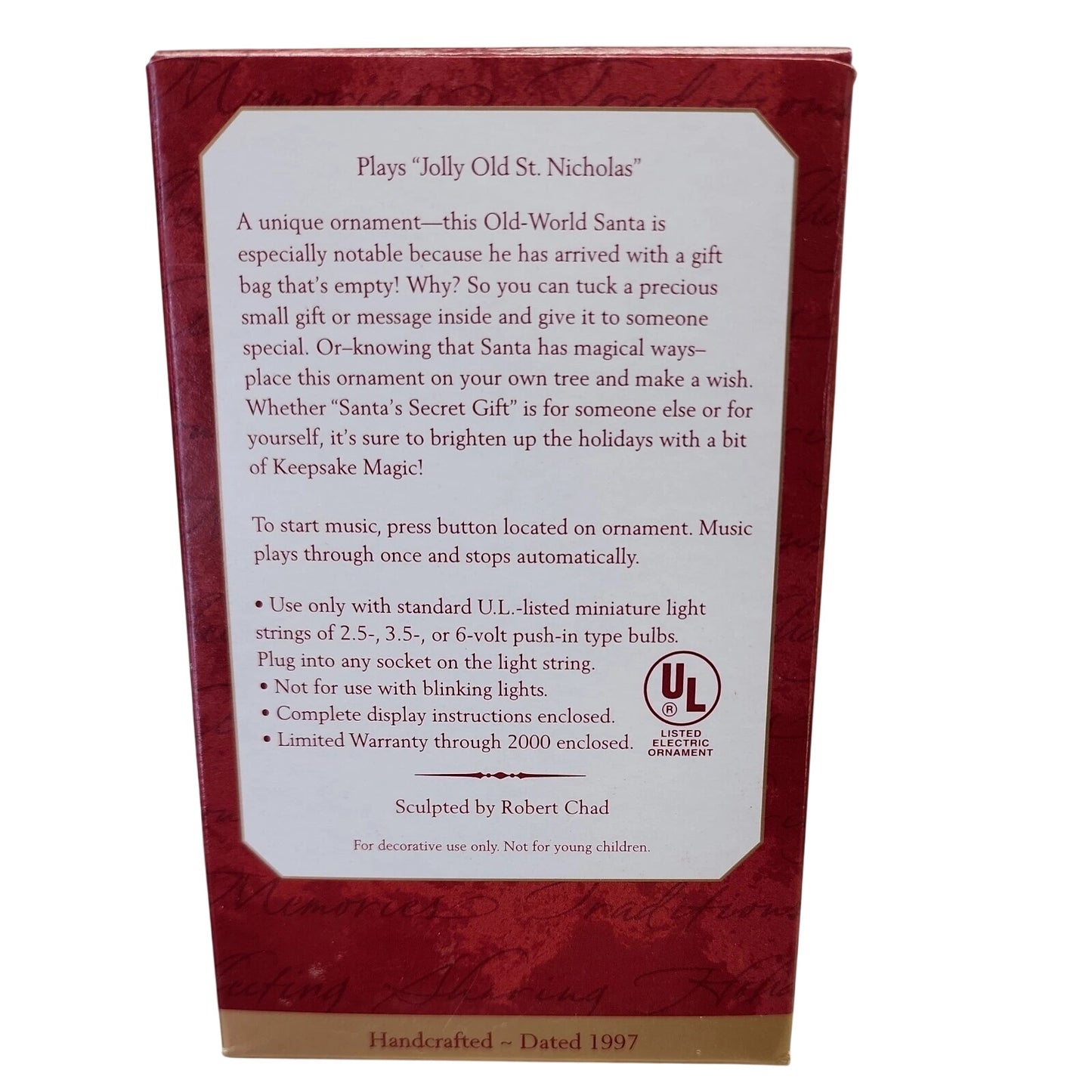 1997 Santa's Secret Gift Hallmark Ornament (Santa Claus) QLX7455