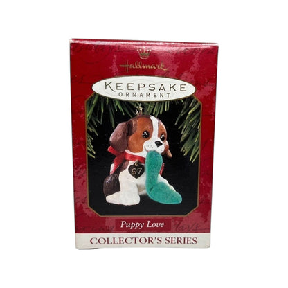 1997 Brown and White Spotted Puppy Hallmark Ornament (Puppy Love) QX6222 Image2