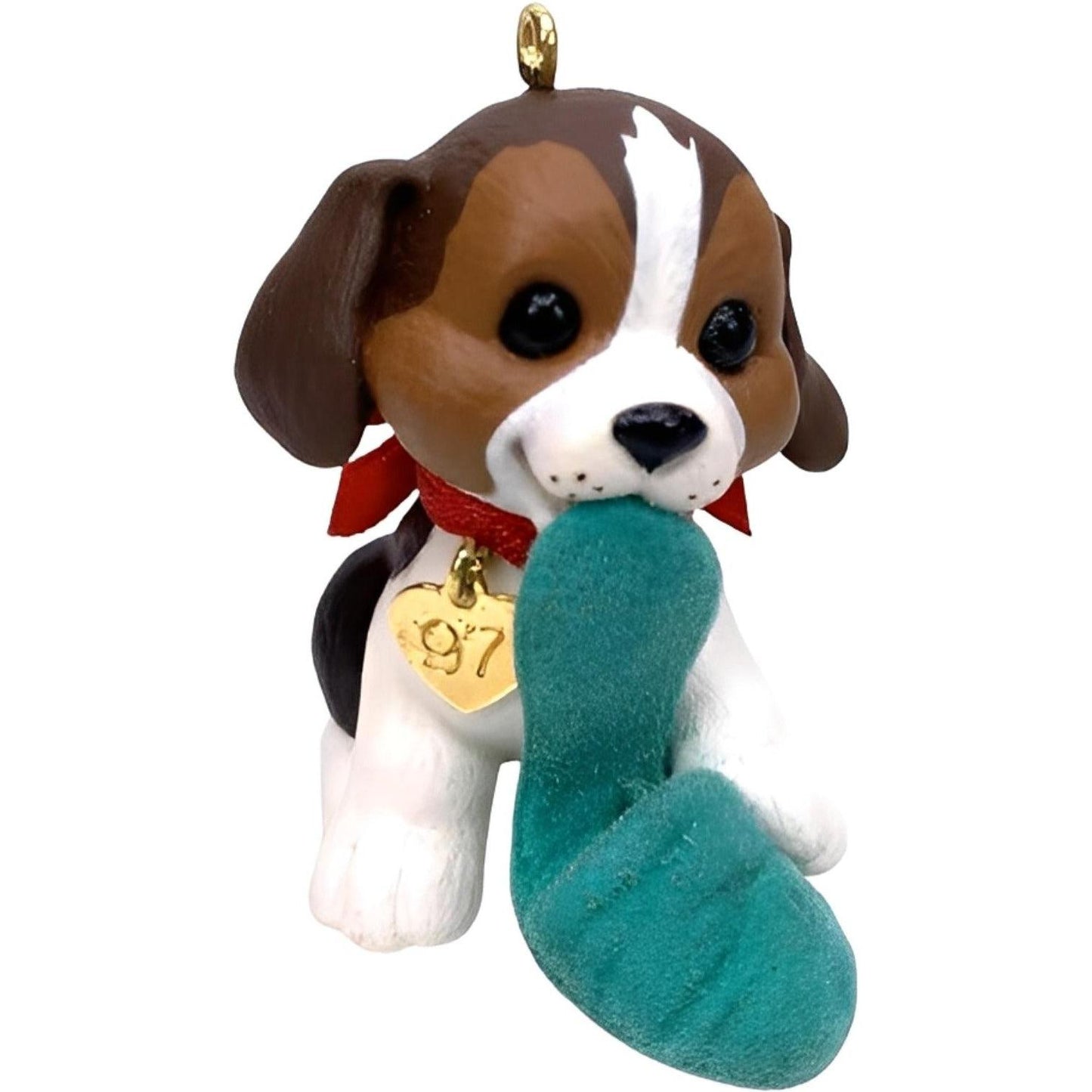 1997 Brown and White Spotted Puppy Hallmark Ornament (Puppy Love) QX6222