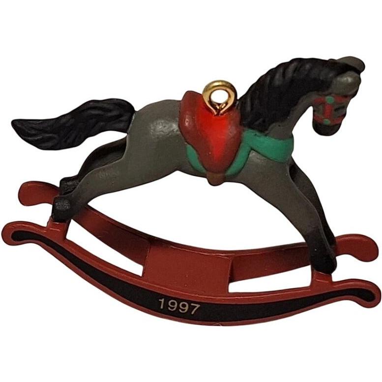 1997 Grey with Black Mane and Tail Hallmark Ornament (Miniature Rocking Horse) QXM4302