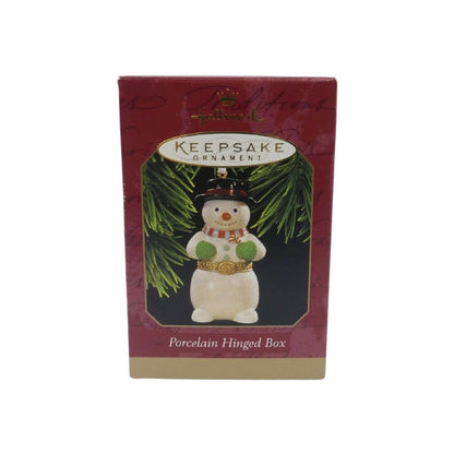 1997 Porcelain Hinged Box Hallmark Ornament (Snowmen) QX6772