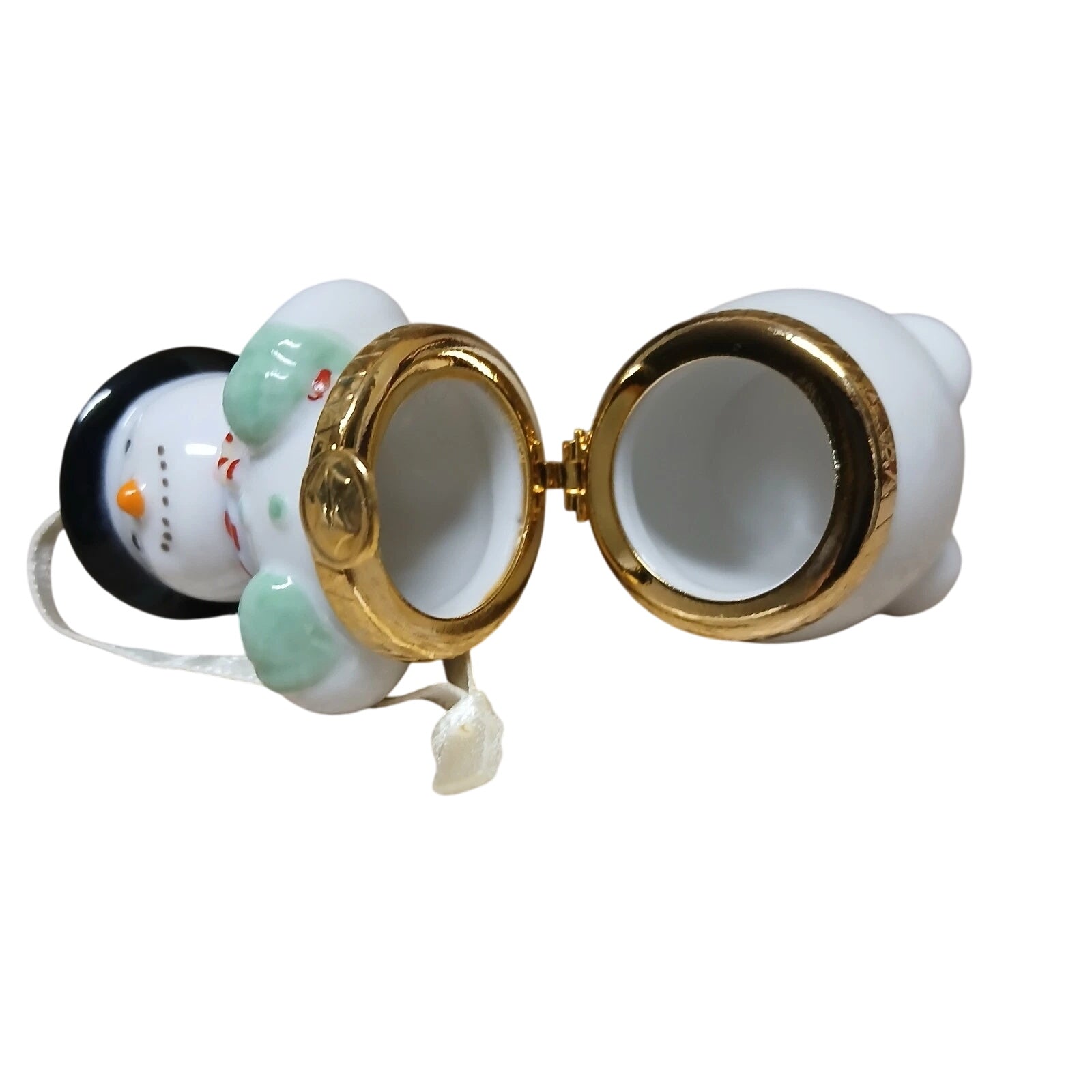 1997 Porcelain Hinged Box Hallmark Ornament (Snowmen) QX6772 Image6