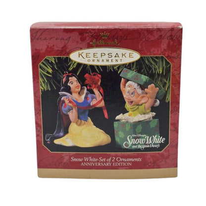 1997 Snow White-Set of 2 Ornaments Hallmark Ornament (Walt Snow White and the Seven Dwarfs) QXD4055
