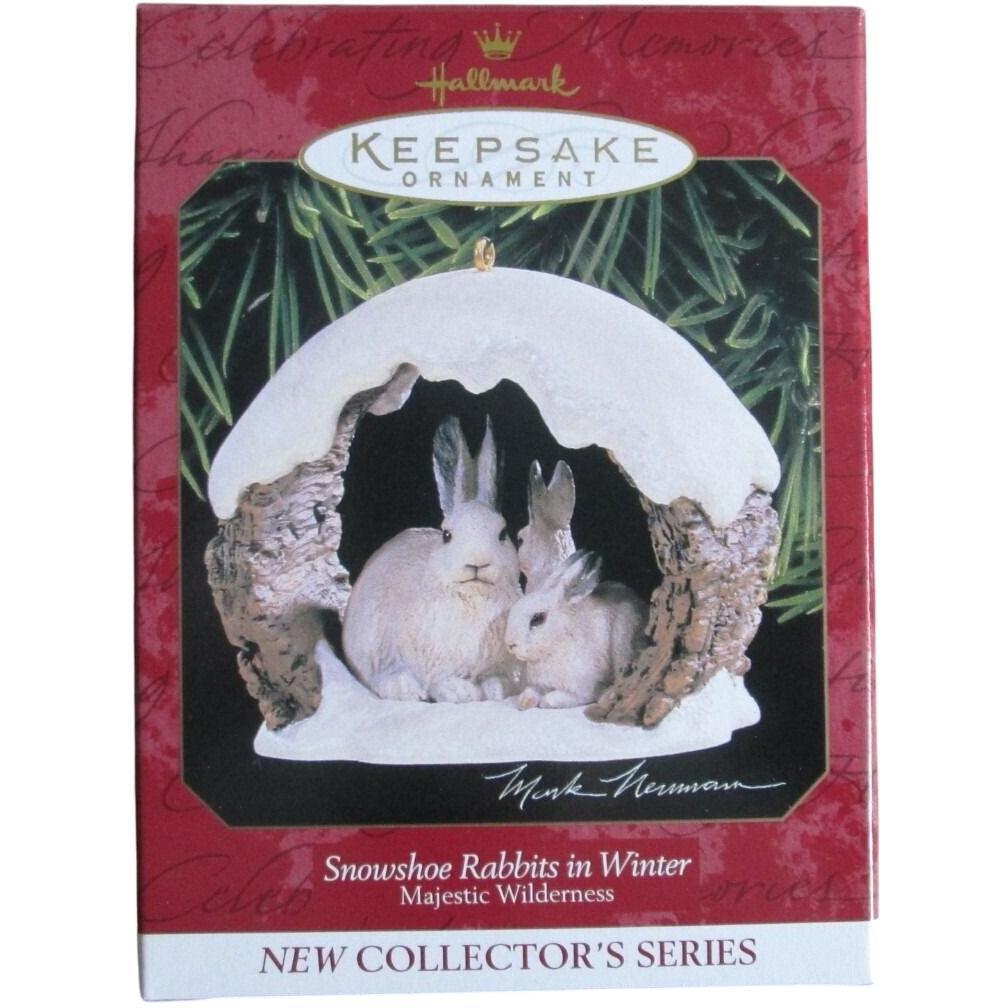 1997 Snowshoe Rabbits in Winter Hallmark Ornament (Majestic Wilderness) QX5694