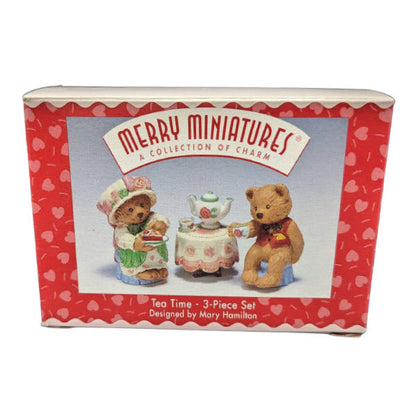 1997 Tea Time - 3 - Piece Set Hallmark Ornament (Merry Miniatures) QSM8542