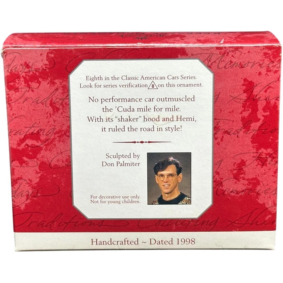 1998 Hallmark Ornament (1970) Plymouth Hemi 'Cuda Hallmark Ornament (Classic American Cars) QX6256