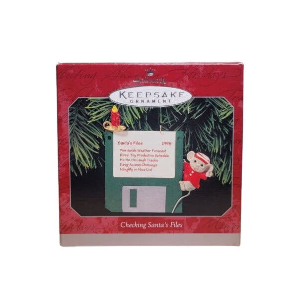 1998 Checking Santa's Files Hallmark Ornament (Mouse) QX6806