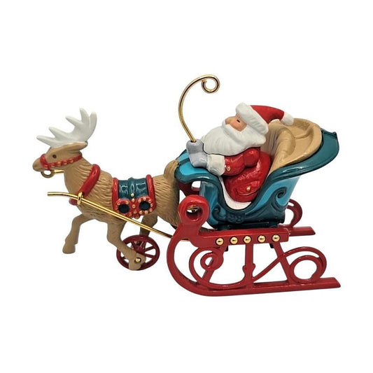 1998 Christmas Sleigh Ride Hallmark Ornament (Reindeer) QX6556 Image1