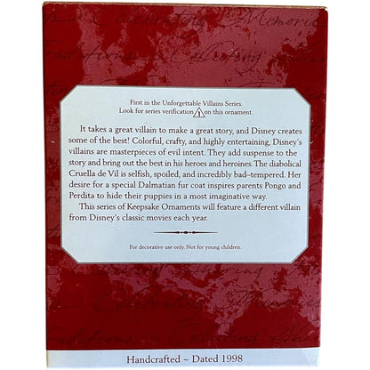 1998 Cruella de Vil Hallmark Ornament (101 Dalmatians) QXD4063