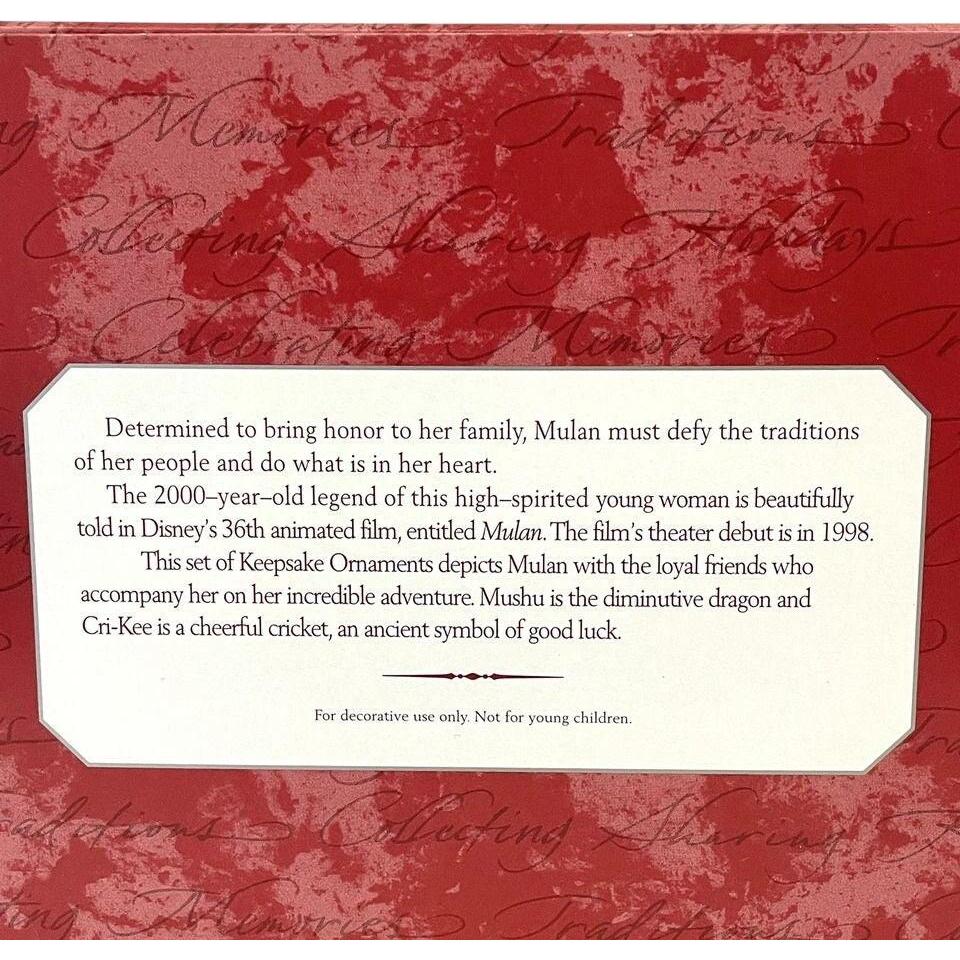 1998 Mulan, Mushu, and Cri-Kee Hallmark Ornament (Disney's Mulan) QXD4156