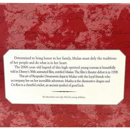 1998 Mulan, Mushu, and Cri-Kee Hallmark Ornament (Disney's Mulan) QXD4156