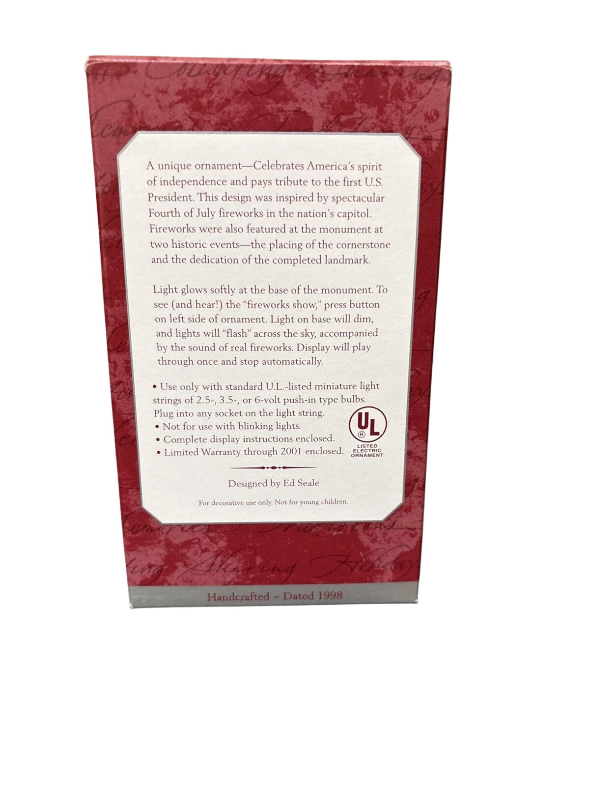 1998 The Washington Monument Hallmark Ornament (Flashing Lights and Sound) QLX7553