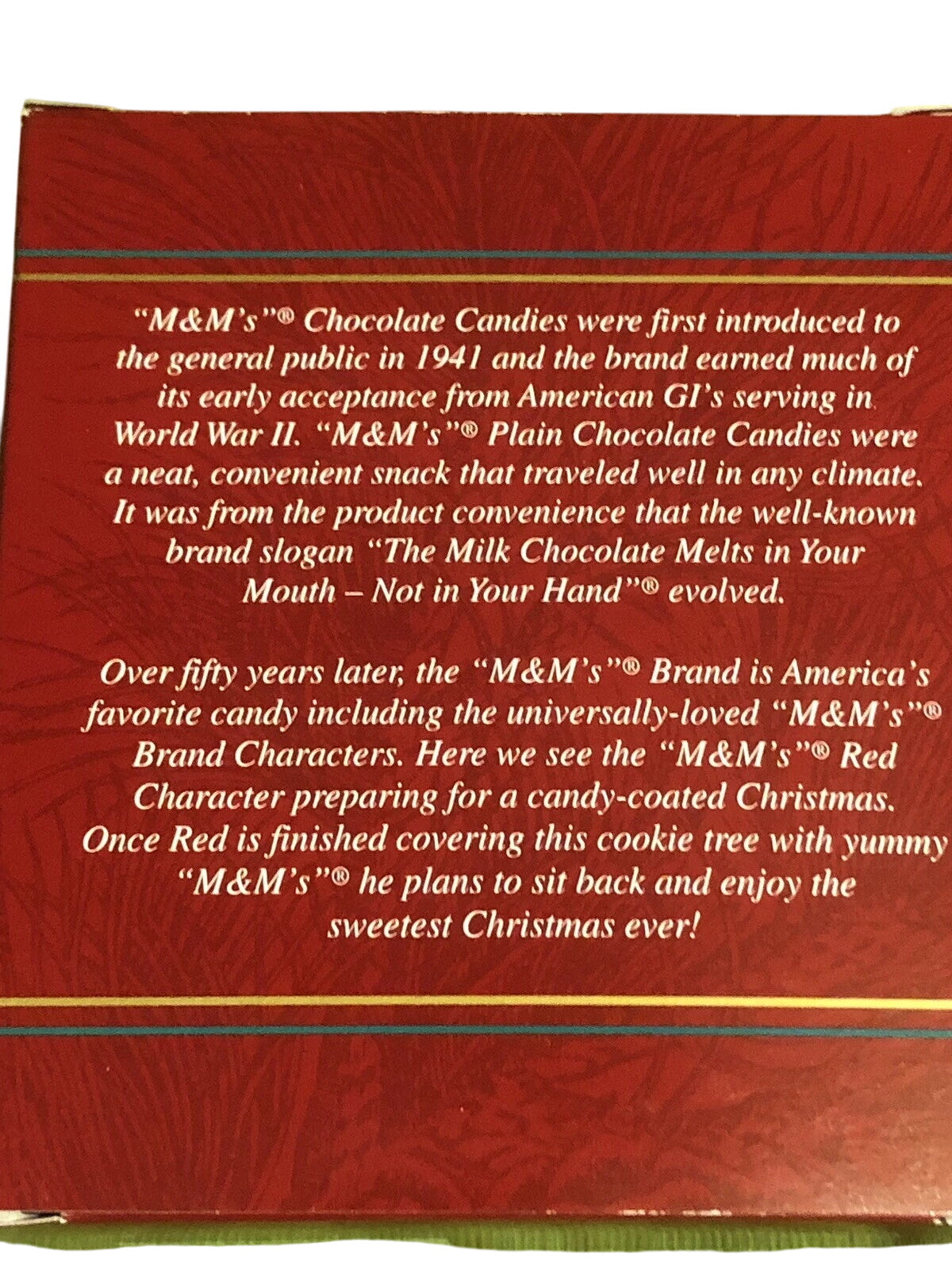 1999 Tasty Tree Trimmings Carlton Cards Ornaments (M&M's) CXOR-065C