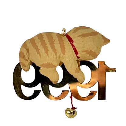 1999 Cat with Brass Hallmark Ornament (Fabulous Decade) QX6357