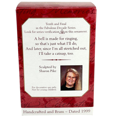 1999 Cat with Brass Hallmark Ornament (Fabulous Decade) QX6357