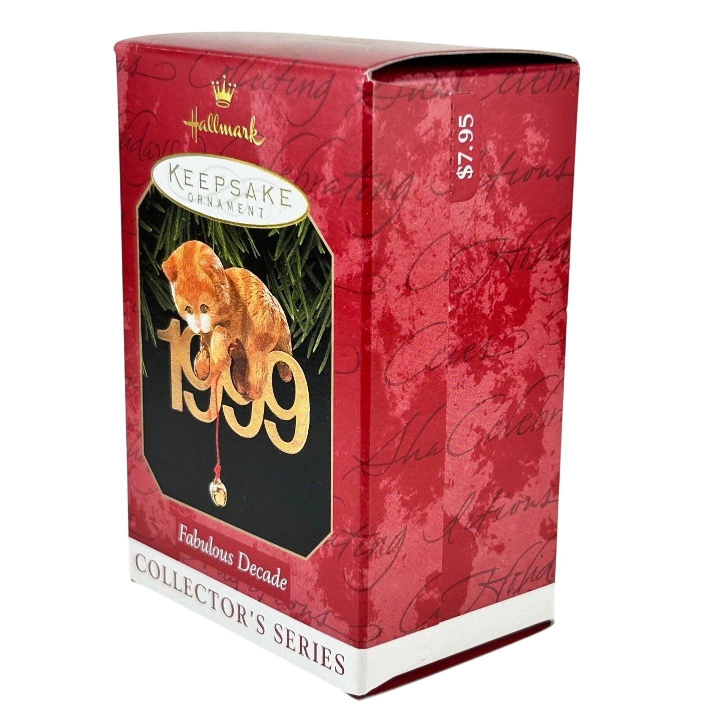 1999 Cat with Brass Hallmark Ornament (Fabulous Decade) QX6357